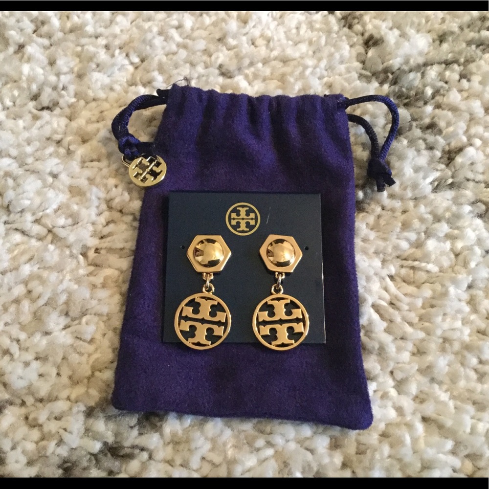 New Tory Burch Circle Logo Gold Earrings